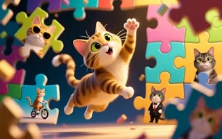 Play Funny Cats Puzzle online free