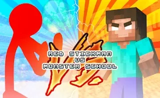 Play Red Stickman vs Monster School online free