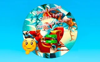 Play Round jigsaw Puzzle Collect funny Christmas pictures online free
